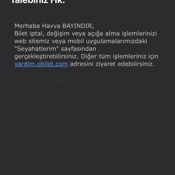 Obilet İade Hesaba Yansımadı