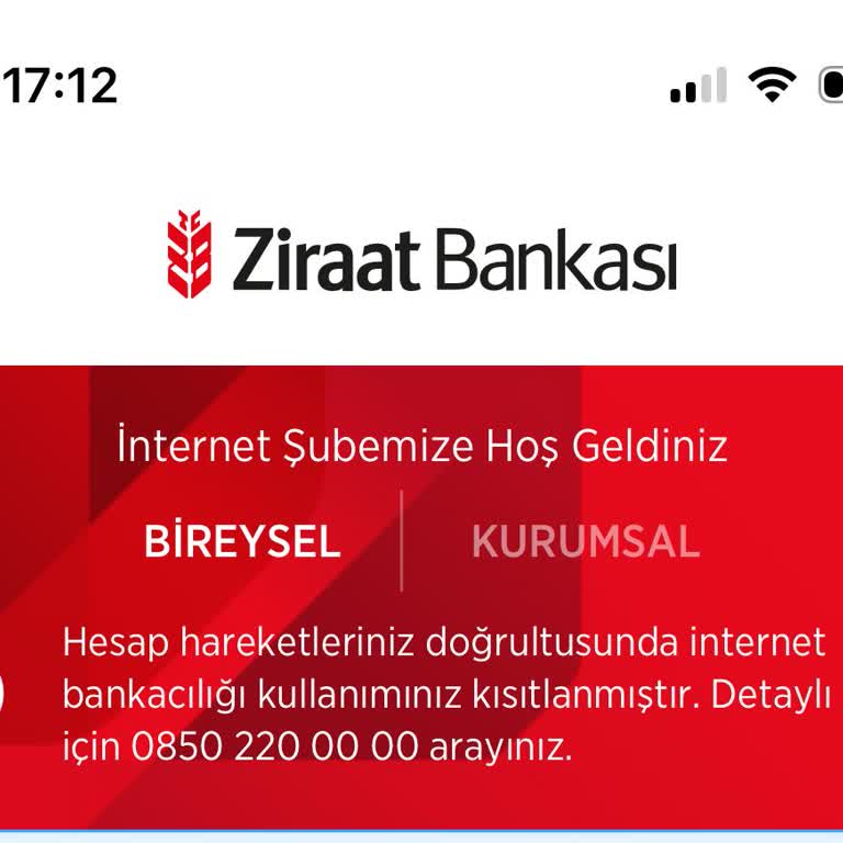 Ziraat Bankası Ziraat İnternet Bankacılığı Kısıtlama