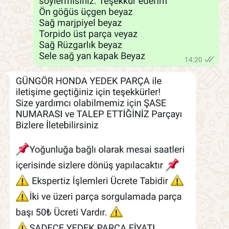 Honda Motosiklet Honda Dio Parça Sorgulama Ücreti İstiyor