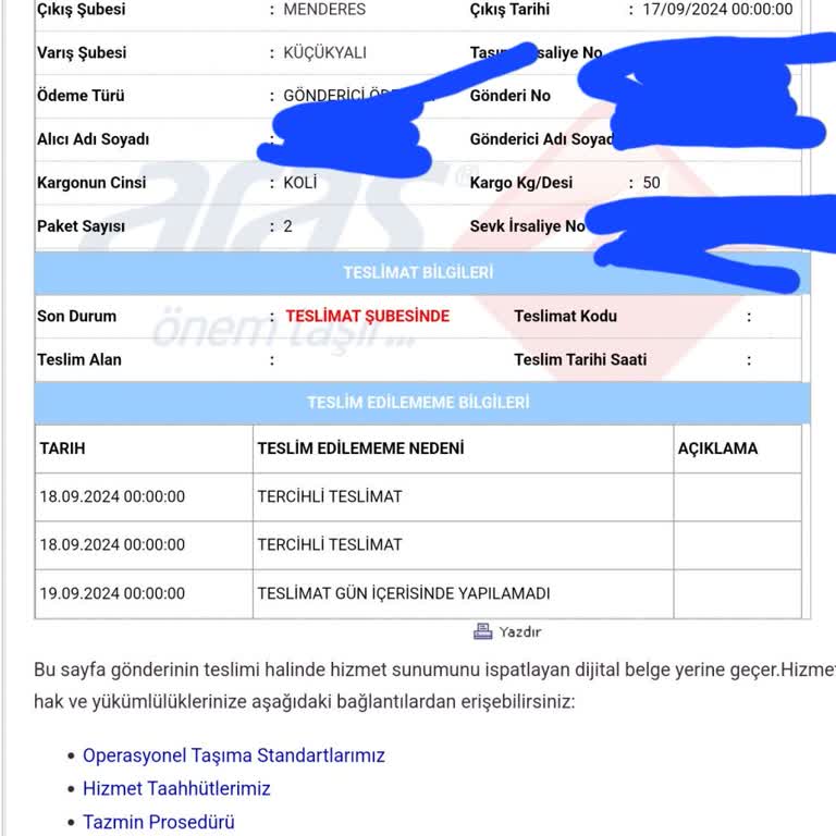 Aras Kargo Küçükyalı, Belki Teslim Edilir, Utancı.