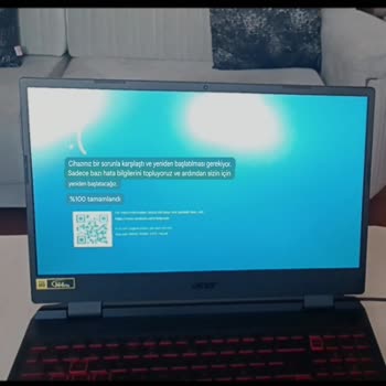 Acer AN515-58 Laptop Cihazda Donma Kasma Mavi Ve Siyah Ekran Hatası