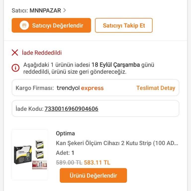 Trendyol Bozuk Alet Satıp İade Almıyorlar