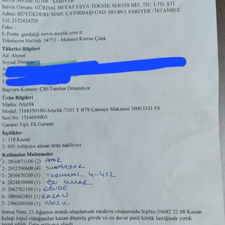 Arçelik Çamaşır Makinesi Servis Sorunu: 1 Ay Bekleyip Çözüm Bulamamak