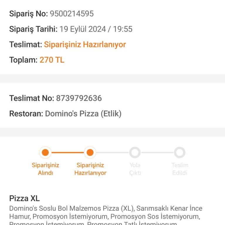Domino's Pizza Yavaş Teslimat Ve Düşük Hizmet Kalitesi