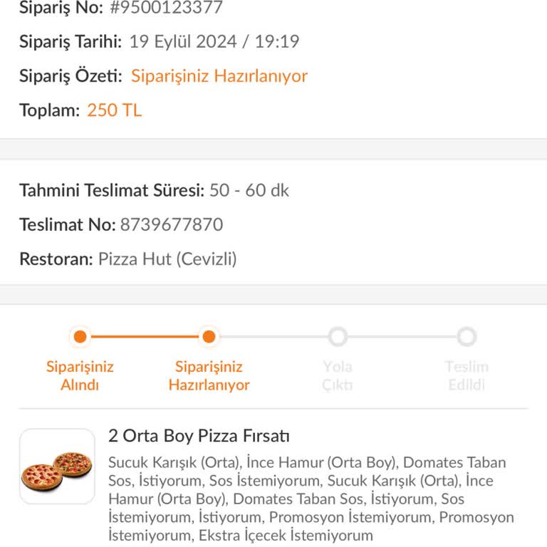 Pizza Hut Cevizli -Trendyol GO