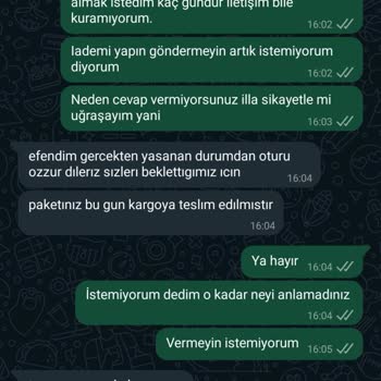 Seboştan Geleneksel Köy Ürünleri Ücret İadesi Yapmıyor