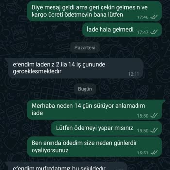 Seboştan Geleneksel Köy Ürünleri Ücret İadesi Yapmıyor