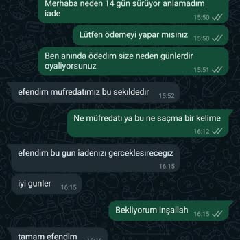 Seboştan Geleneksel Köy Ürünleri Ücret İadesi Yapmıyor