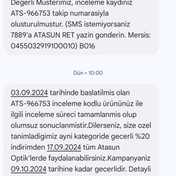 Atasun Optik Garantili Ürün İçin Yardımcı Olmadı