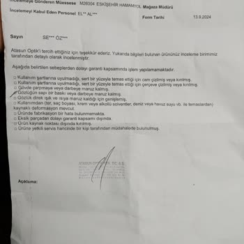 Atasun Optik Garantili Ürün İçin Yardımcı Olmadı