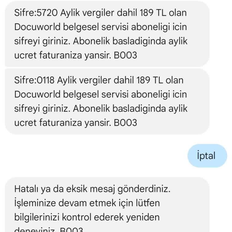 İstenmeyen Docuworld Abonelik Mesajı ve Acil Geri Dönüş Talebi