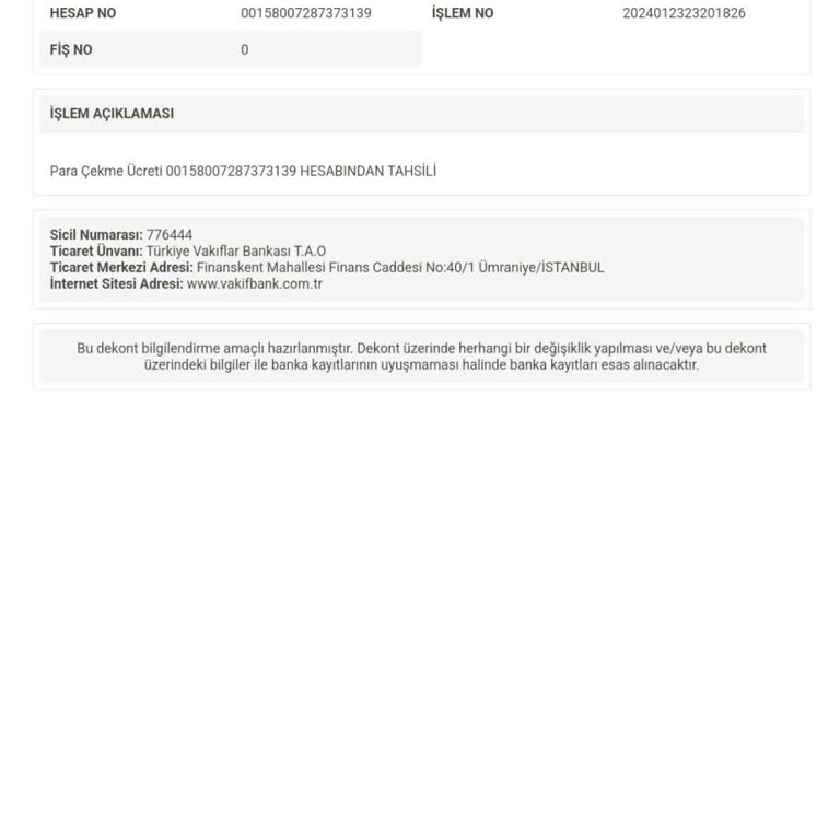 VakıfBank Limit Üstü Çekim Ücreti
