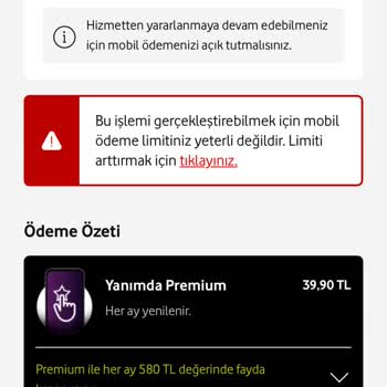 Vodafone Yanımda Premium Geçiş Sorunu