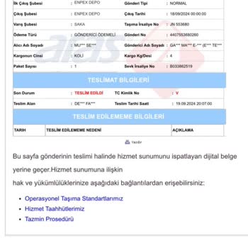 Aras Kargo Kargo Yanlış Kişiye Teslim Edildi