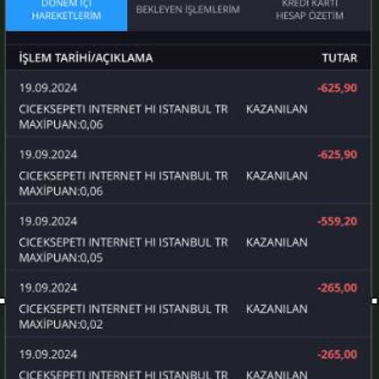 İş Bankası Çiçeksepeti.com Kullanılarak Bilgim Dışında Harcama Yapılmış.