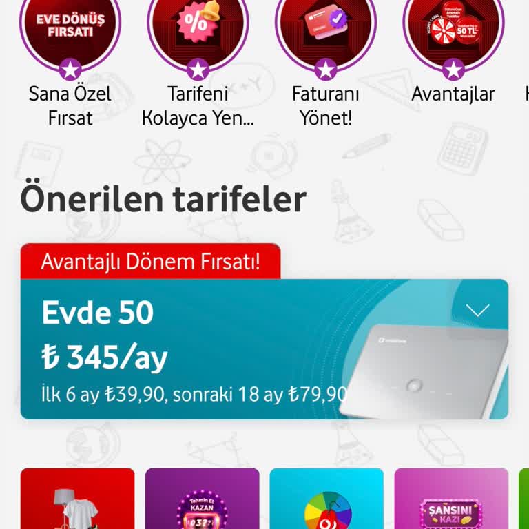 Vodafone Evde İnternet Tarife Yenileme Oyunu