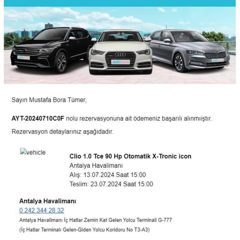 Avec Rent A Car Provizyon İade Edilmemesi