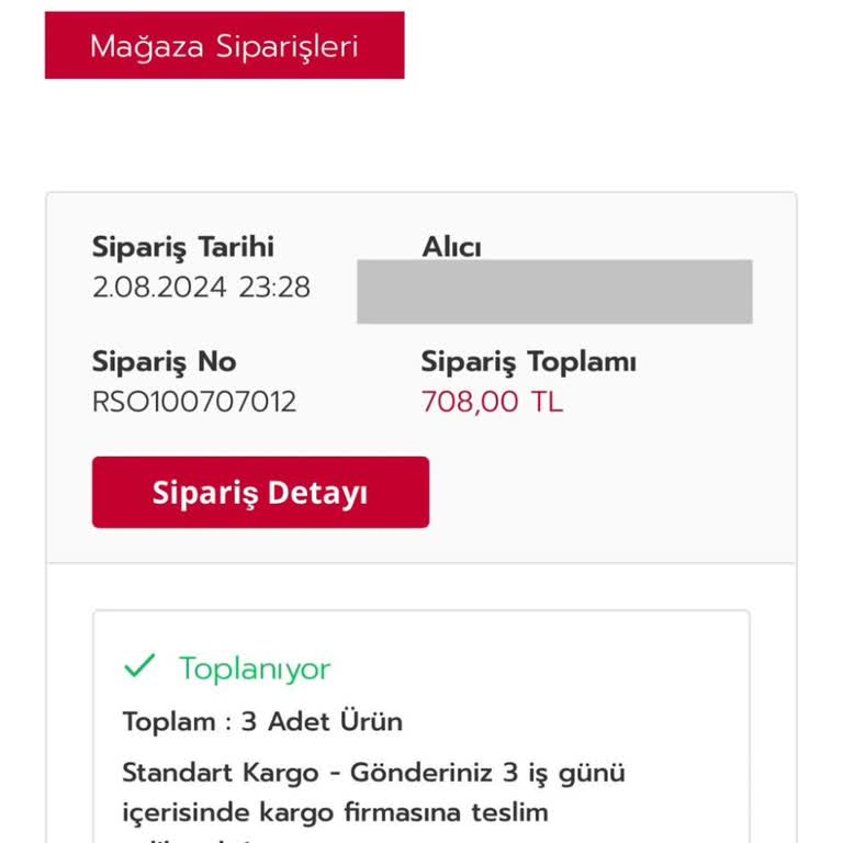 Rossmann Teslim Edilmeyen Sipariş