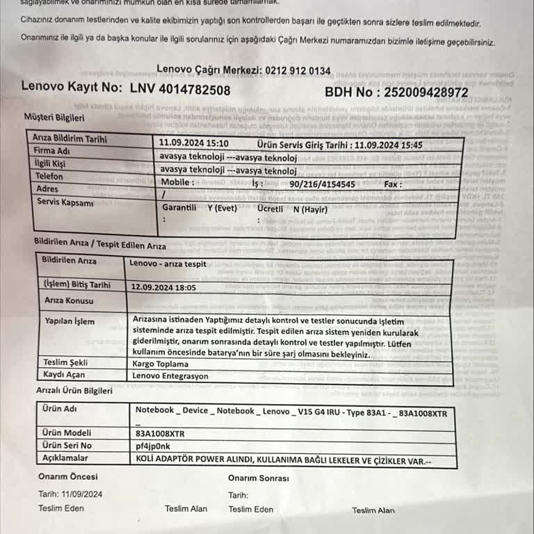 Avasya Teknoloji Arızalı Ürün İadesi Ve Müşteri Oyalama