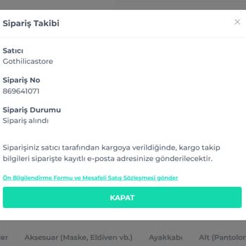 Gothilicastore Sipariş Hakkında Düzgün Bilgi Verilmiyor