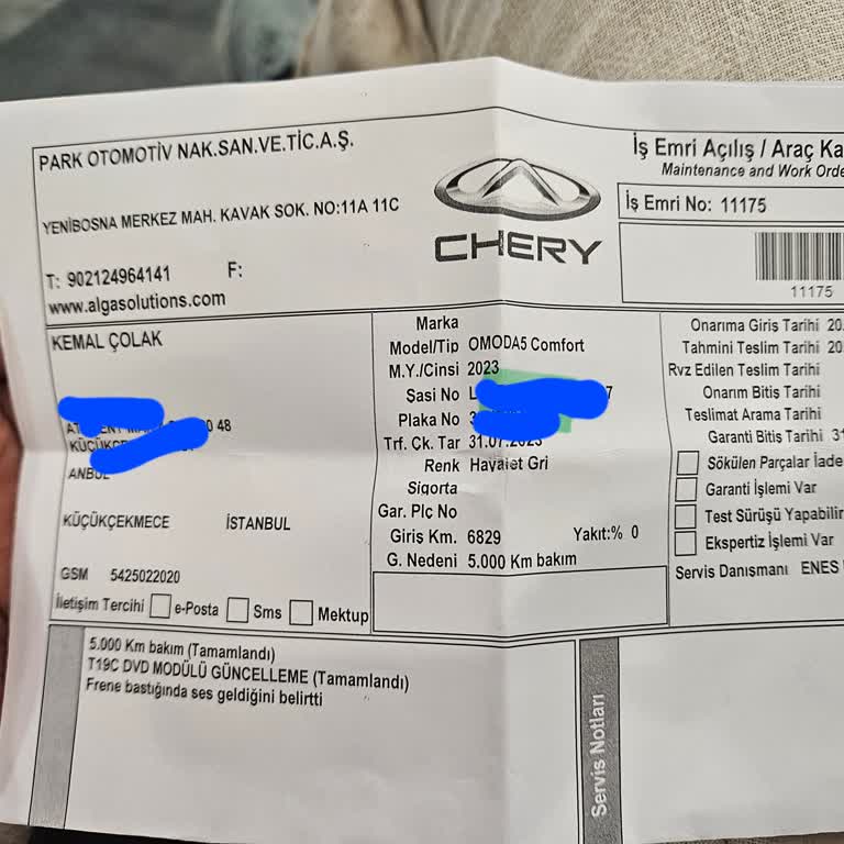 Park Otomotiv Chery Bayi Servisi Yenibosna