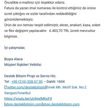 Destek Bilişim Garantiye Gönder Cihaz 6400 Lira Fiyat Çıkardılar
