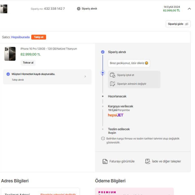 Hepsiburada Teslim Edilmeyen Siparişi Hala İptal Etmedi