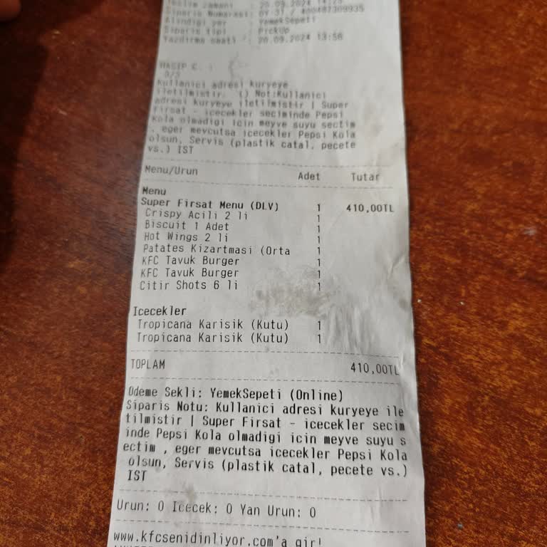 KFC Yanlış Ürün Gönderimi