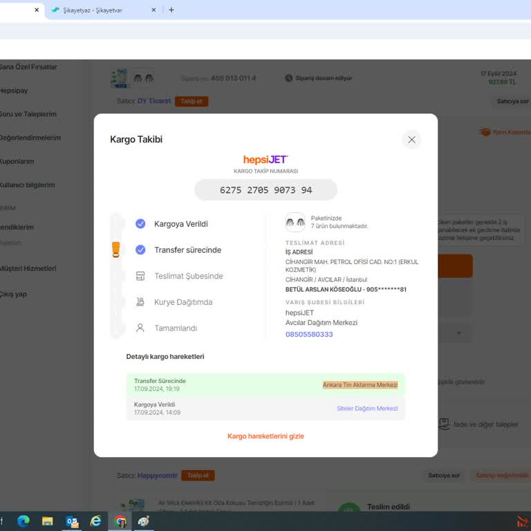 Hepsijet Ankara Teslimat Sorunu