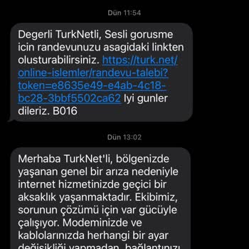 TurkNet Arıza Aramalarına Dönüş Sağlamıyor