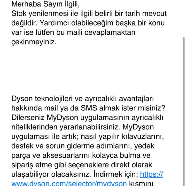 Dyson Tedarik Ve Çözüm Sorunu