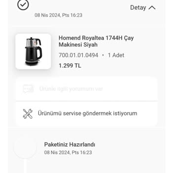 Homend Karaca'dan Aldığım Çay Makinesi İade Ücreti Hala Ödenmedi
