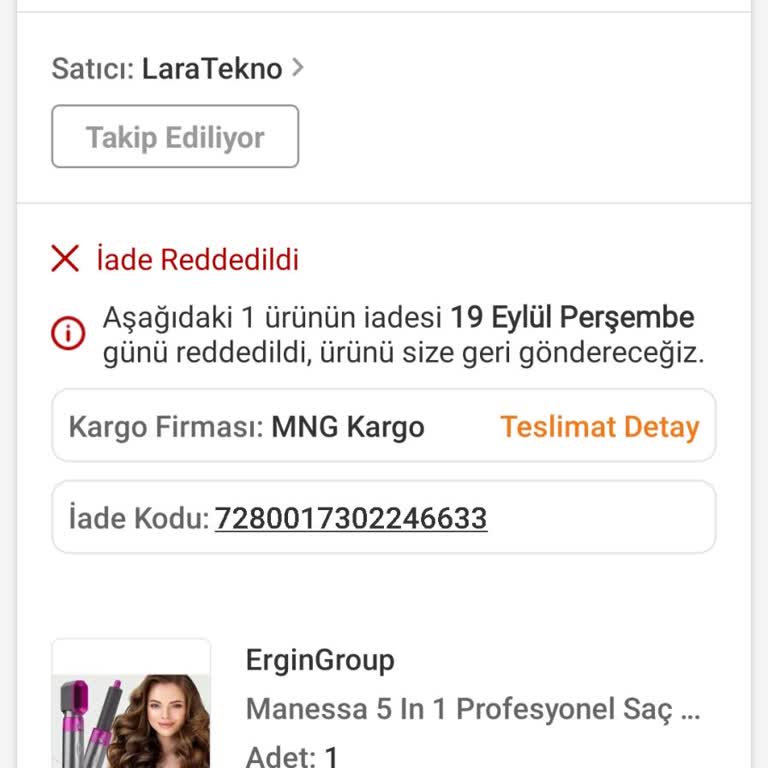 Trendyol 5In 1 Profesyonel Saç Şekillendirici İade Reddi