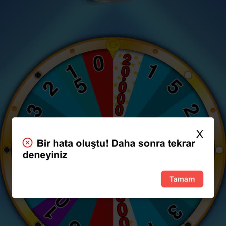 Hepsiburada Çarkıfelek Oyununda Sürekli Hata Ekranı