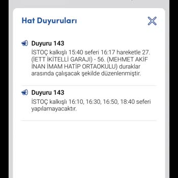 İstanbul Senin İBB 143 Numaralı Hattın Seferlerinin Açıklama Yapılmadan İptal Olması