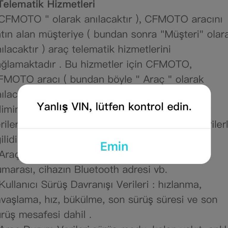 CFMOTO VINN Kodu Hatası