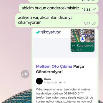 Meltem Oto Çıkma WhatsApp Üzerinden Sipariş Edilen Mercedes Farı Gönderilmedi