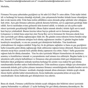 Media Markt Ayıplı Ürün Satımı Ve İlgilenilmemesi