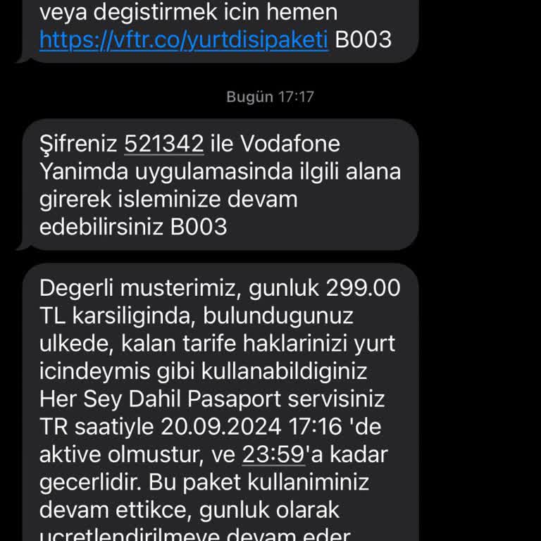 Vodafone'un Yurt Dışı Ücretlendirme Sorunu