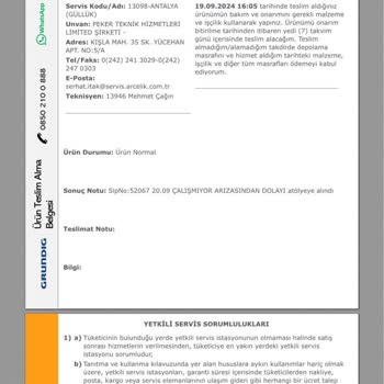 Grundig Televizyon Bozulması& Mağduriyet