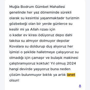 Muğla Büyükşehir Belediyesi Bodrum Gümbet'te Sürekli Su Kesintisi Sorunu