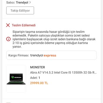 Trendyol Ve Trendyol Express Kargo Da Kırılan Bilgisayar
