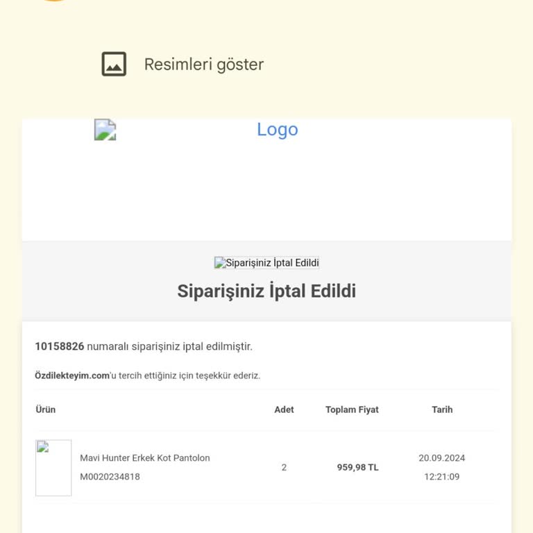 Ozdilekteyim.com Satın Aldığım Ürünü Açıklamasız İptal Ettiler