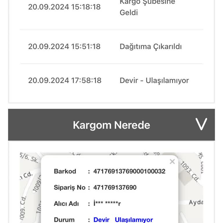 Bir Günde Kargo- Devir-Ulaşılamıyor İbaresi