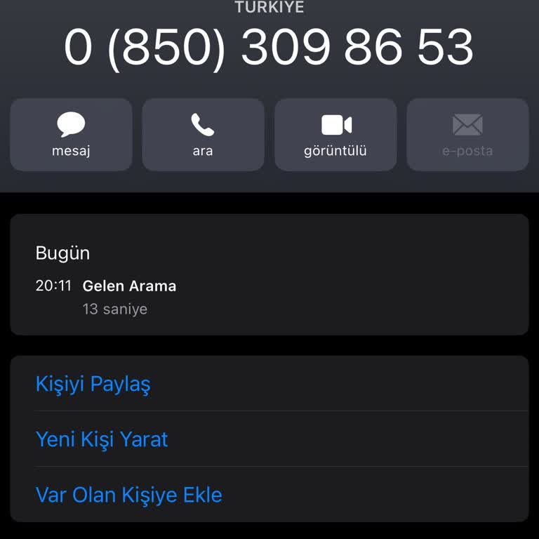 0850 309 86 53 Bilinmeyen Numaralar Aranması