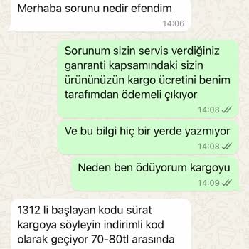 Direct Sağlık Ürünleri Garanti Sürecindeki Ürünün Servis Kargo Ücretini Kullanıcının Ödemesi