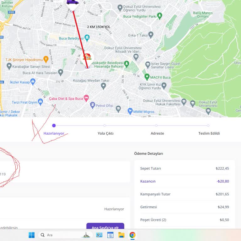 Getir Büyük Çok Büyük 15 Dakika Mesafeyi 3 Saattir Getiremedi.
