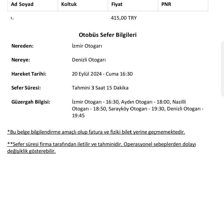 Pamukkale Turizm Sefer Süresi Hataları