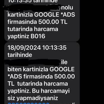 QNB Finansbank Kartımdan İzinsiz Google Ads Tarafından Para Çekilmesi