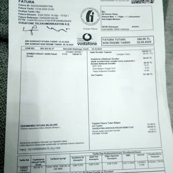 Vodafone Faturasıyla İlgili Anlamsız ve Yüksek Ücretlendirme